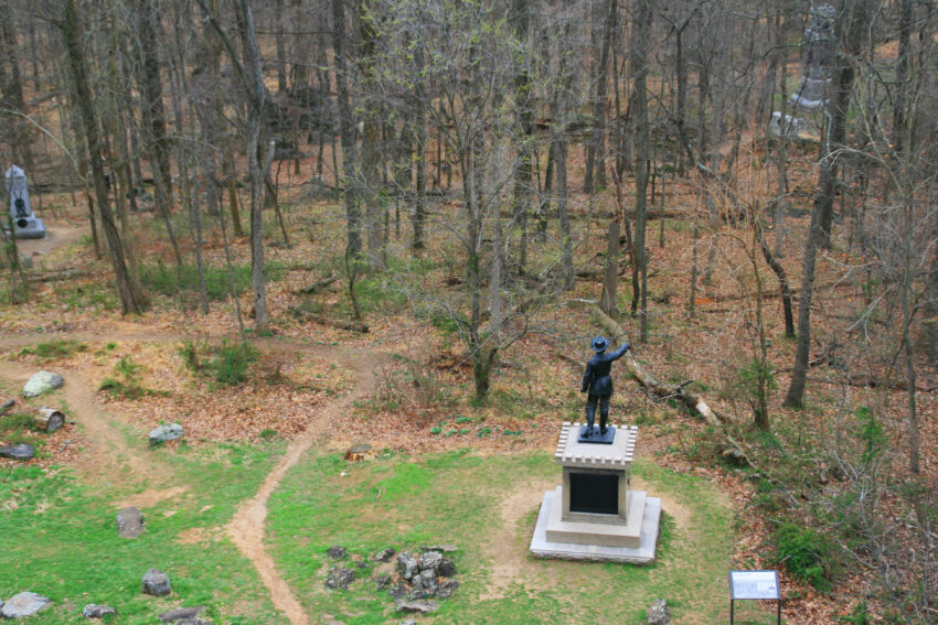 From atop the 60' Lookout you can see the the rocky, heavily wooded hill that seemed nearly impenetrable