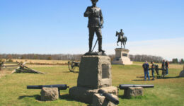 Generals Buford (foreground) & Reynolds (on horse) on the Chambersburg Pike