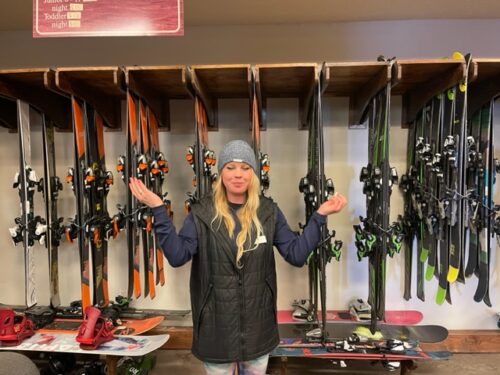 Friendly ski rentals worker at Cherry Peak.