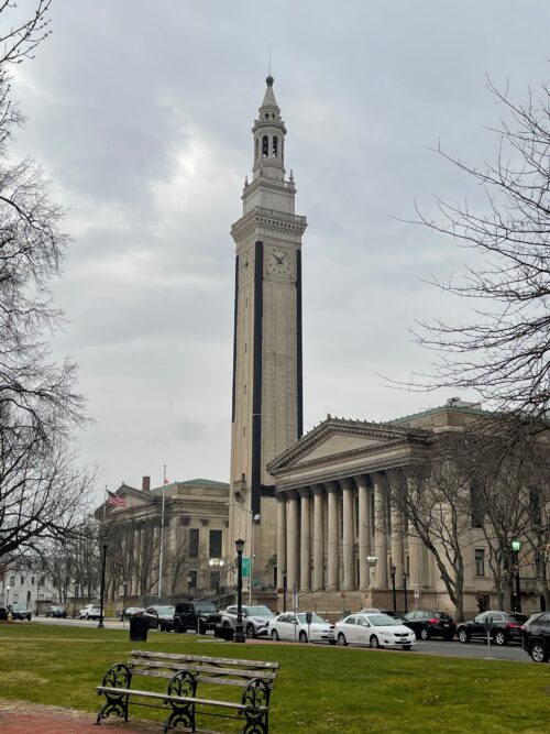 The clock tower at Tower Square, Springfield MA. Max Hartshorne photos