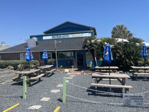 Mermaid's Island Grill is a popular spot for a burger and beer on Holden Beach.