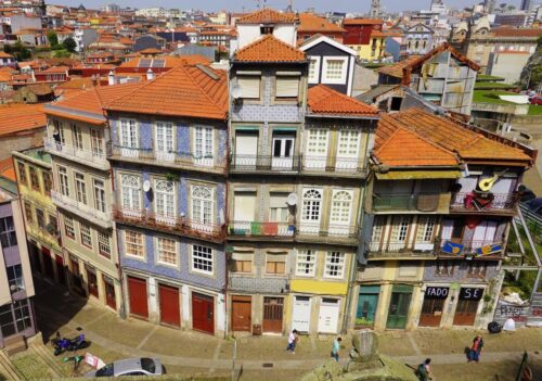 Typical pretty tiled homes seen in Porto