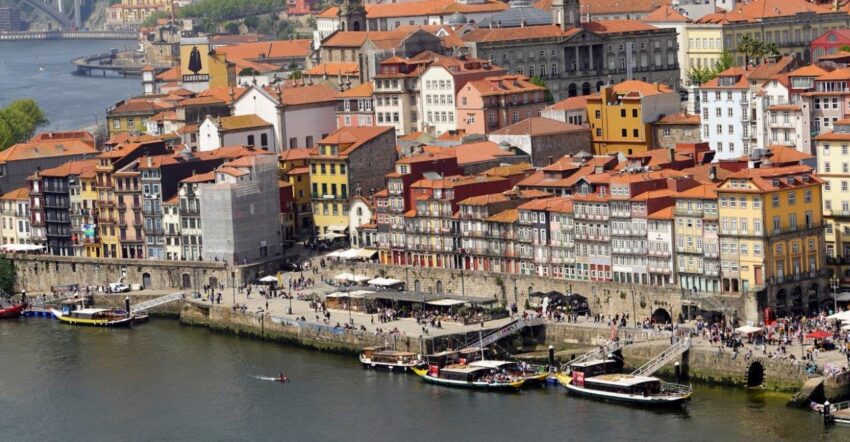 Cais da Ribeira view from Dom Luis I Bridge Porto 