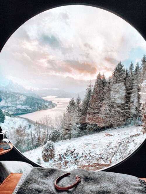 Airbnb guests can take in breathtaking views from The Glamping Birdbox. Torstein Photos