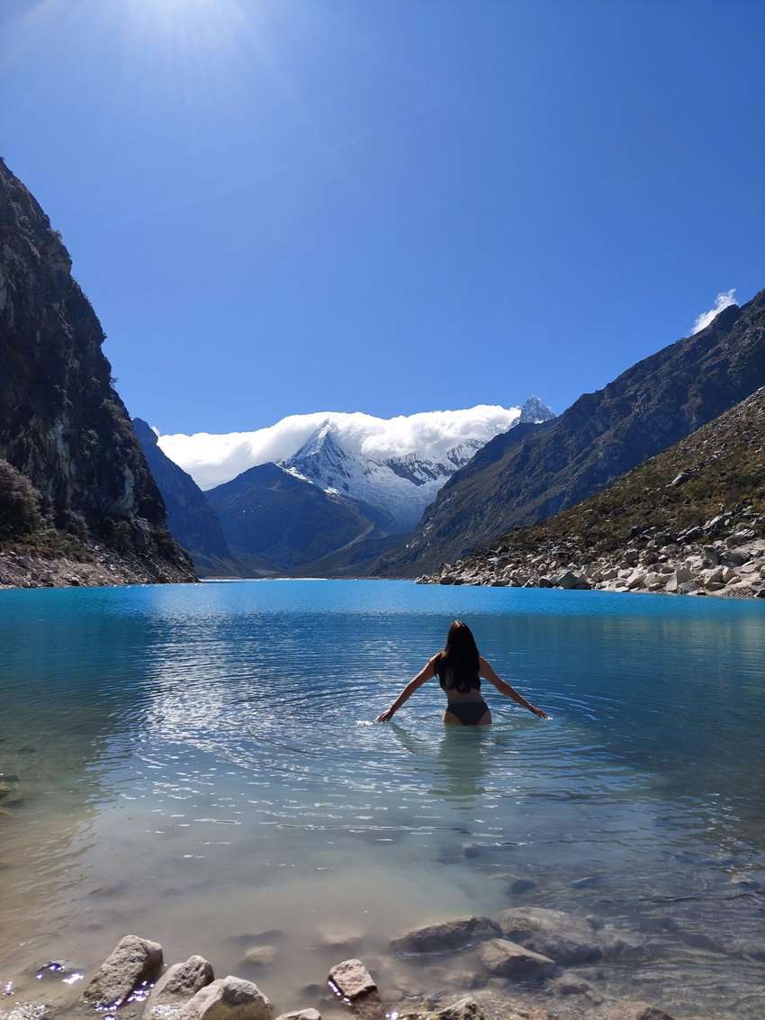 Taking a morning dip in the laguna.