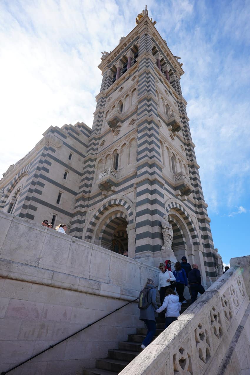 The basilica offers a great lookout point with stunning views of Marseille. 