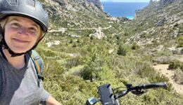 The author enjoys an e-bike trip to the Calanque de Somiou, one of many beautiful gems on the Mediterranean coast.