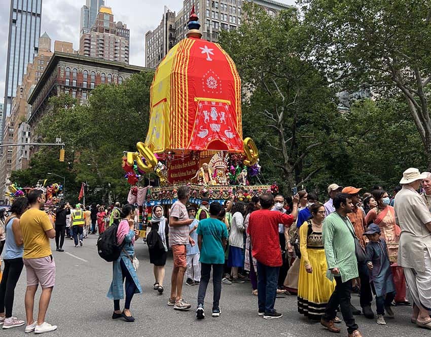 The colorful festival of chariots or Ratha Yatra parade on Fifth Avenue in Manhattan.Photo by Susmita Sengupta 
