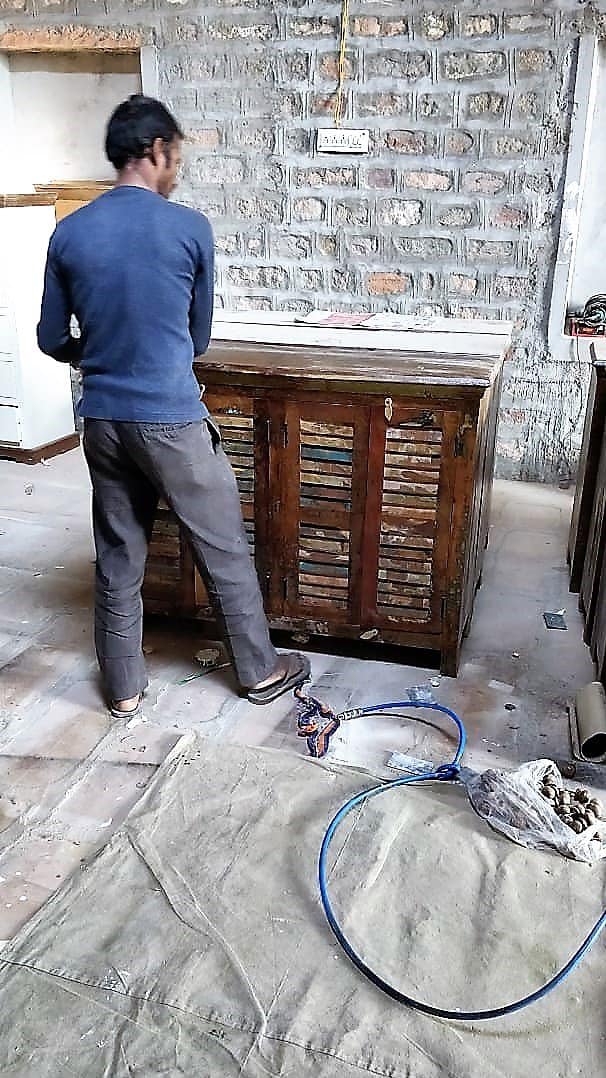 A reclaimed cabinet ready for repurposing.