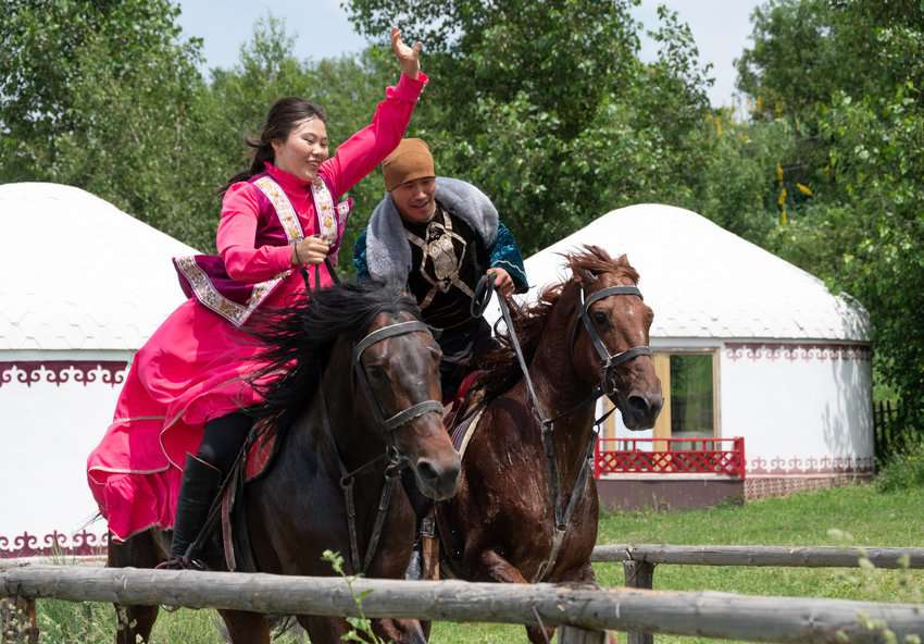 Visitors are treated to demonstrations of horsemanship at the Huns' Ethno-village near Almaty, typical of how life played out back in the day of Kazakh nomads