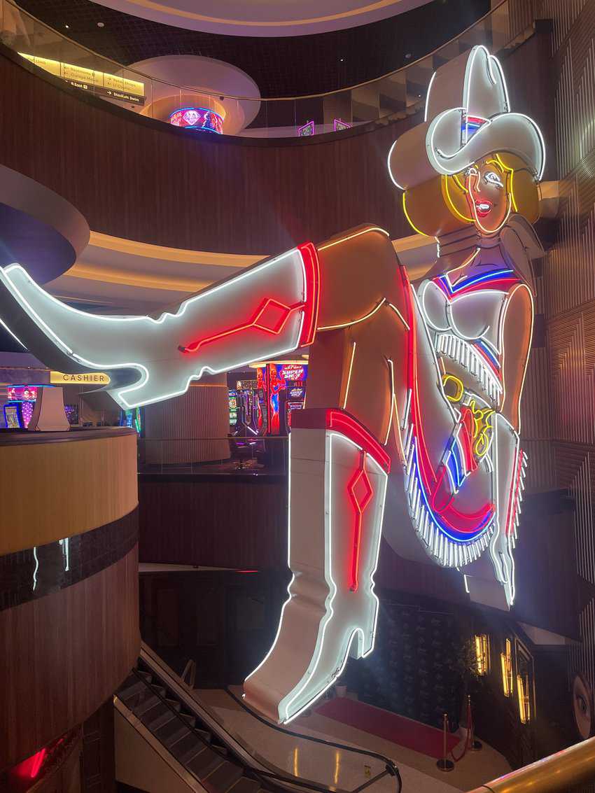 The Plaza Hotel and Casino Awaits 4 A cowgirl kicks up her heels in the lobby of Circa, Fremont Street Experience's newest hotel.