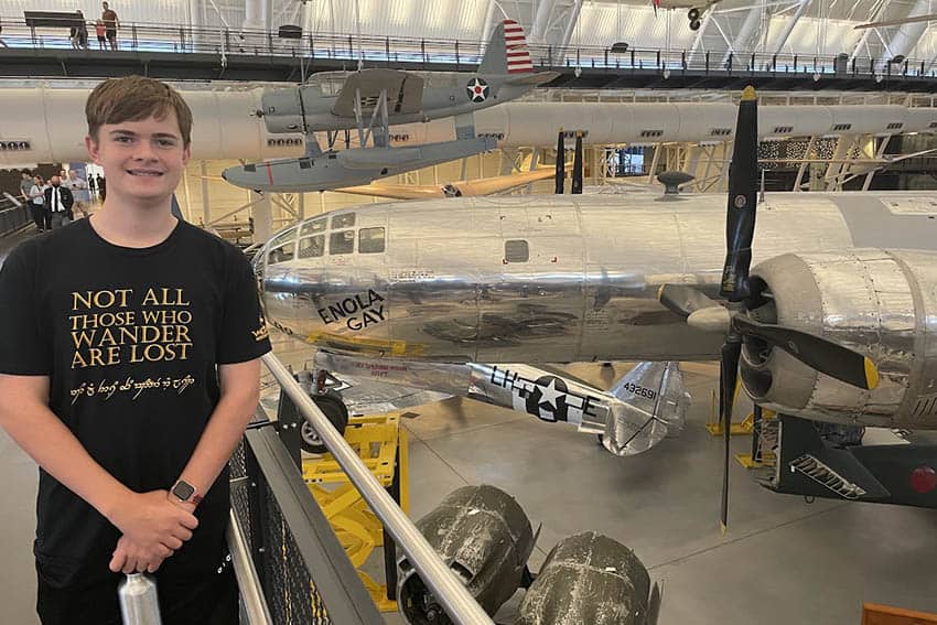 Taking Teens to Washington, D.C. 14 Engaging with the Enola Gay, the plan that dropped the first atomic bomb at the Smithsonian Air & Space Museum's Udvar-Hazy Center. Photo by Nils Larson