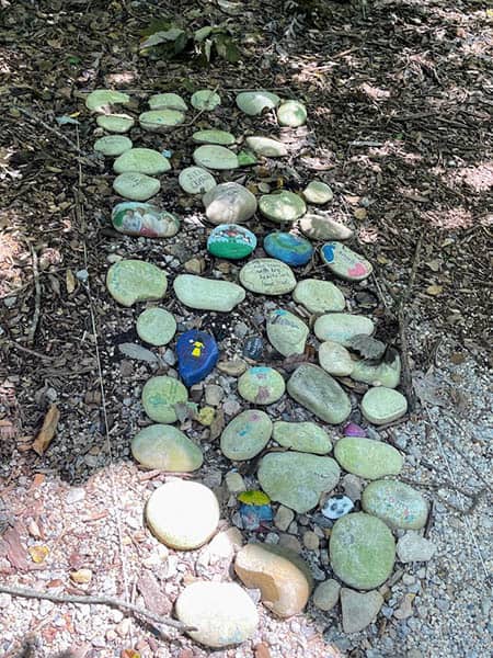 Taking Teens to Washington, D.C. 3 Painted rocks and twine outlines mark the slave graveyard at George Washington's Mount Vernon. Photo credit: Nils Larson