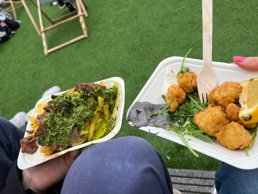Surviving Your First Edinburgh Fringe 4 Dinner from one of the Fringe's beer gardens.
