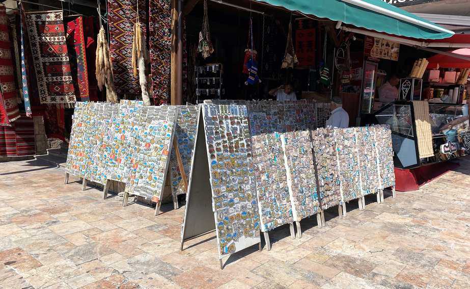 Hundreds of refrigerator magnets.