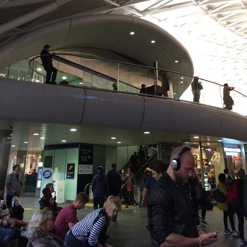A view of the architecture inside King’s Cross station.