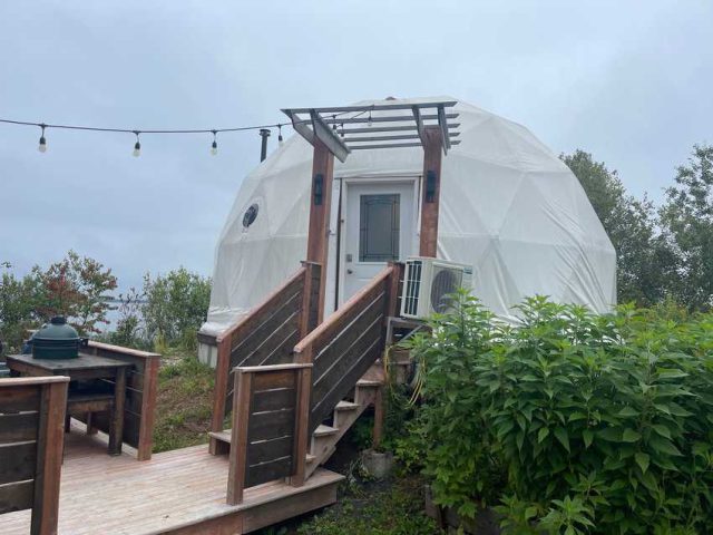 Geodesic dome at Cielo Glamping Maritimes, Shibbigan.