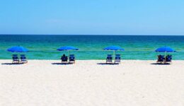 The white sands of Perdido Key at the Flora-Bama Yacht Club