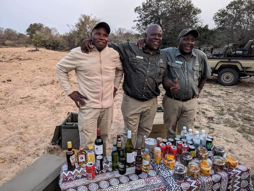 Evening break libations and snacks at Kapama.