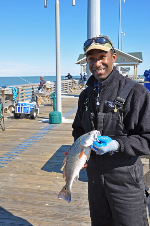 Yep, he got one fishing on Jennette's Pier- photo by Visit Outer Banks