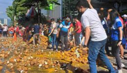 Coconut breaking is a splatter-filled spectacle during Thaipusam. Teh Chin Liang photos