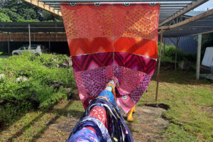 Batik drying in the tropical sun