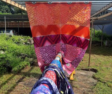 Batik drying in the tropical sun