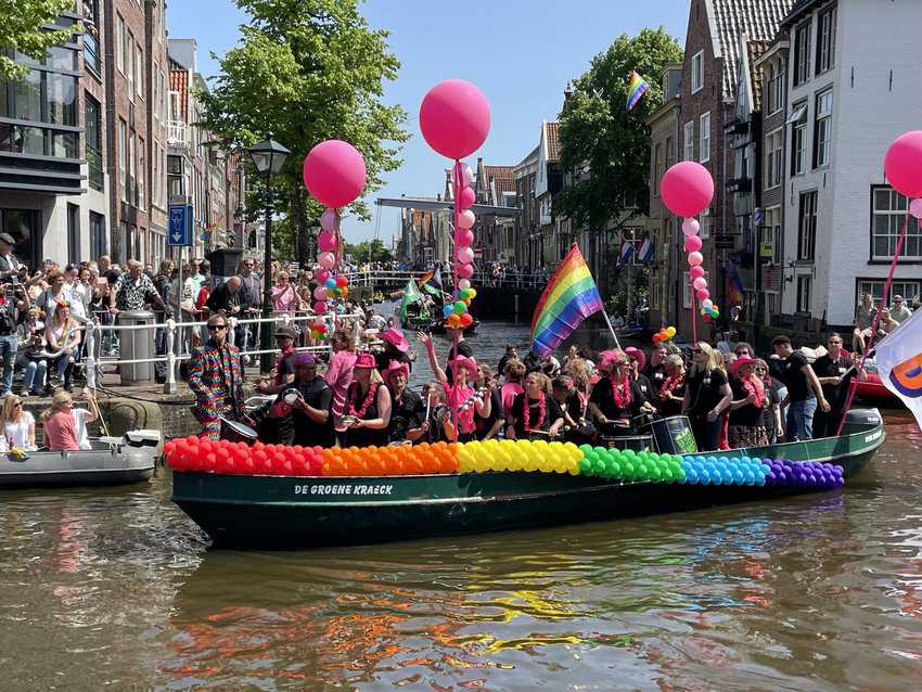 Gay pride boat in Alkmaar, Netherlands.