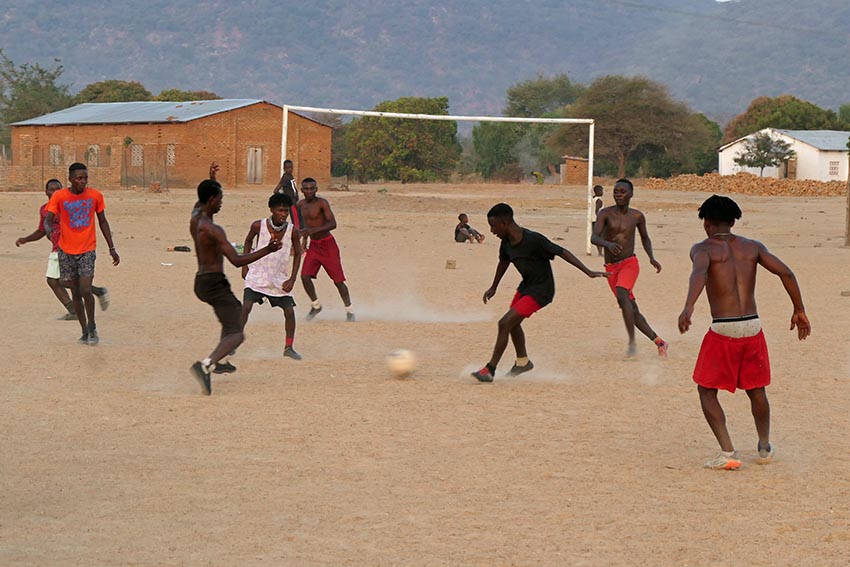 A Legendary African Ferry on Lake Malawi 13 Playing soccer at Chembe, Lake Malawi