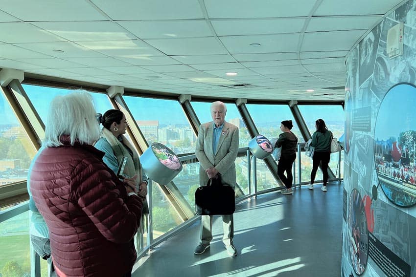 Back to the Future in Knoxville, Tennessee 14 Former mayor, Randy Tyree, greets visitors at the World's Fair Park Sunsphere Credit: Ginger Warder