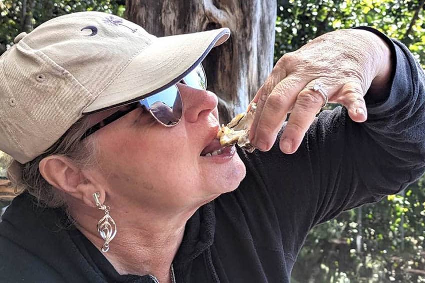 Enjoying local oysters at Food Forest Restaurant- photo by Michael Kompanik