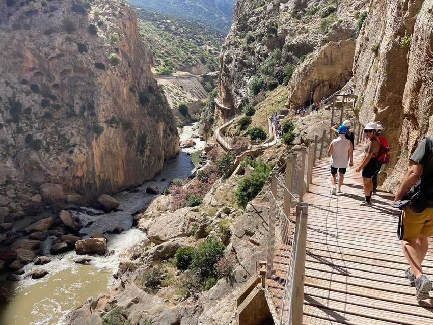 El Caminito del Rey: Adventure in Andalusia 2 The hike winds around the sides of a mountain, everyone hikes in the same direction.