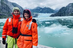 At the mouth of the LeConte glacier where it meets the sea. This spectacular glacier is North America's southern-most tidewater glacier and is part of a massive glacial system that stretches 120 miles between the Stikine and Whiting rivers.
