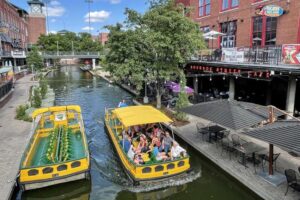 Oklahoma City and the Protest Movement The canal in Bricktown OKC is lined with bars and restaurants.