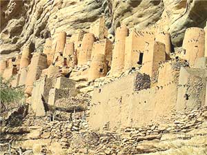 Ancient Tellem villages were built on the cliffsides