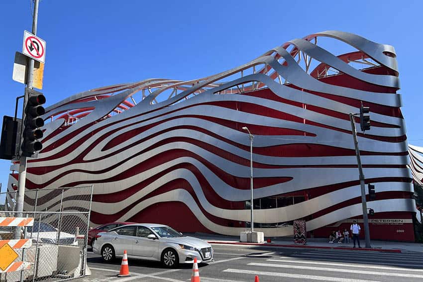 The eye catching facade of Petersen Automotive Museum. Photo by Susmita Sengupta 