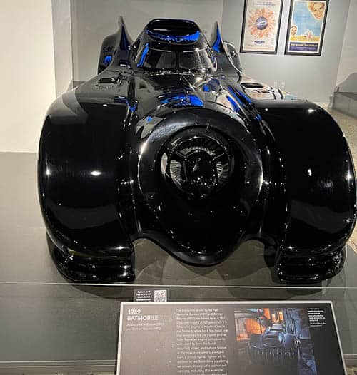 The Magic of 4 Quintessential L. A. Museums 12 The Batmobile as seen in the Batman movies of 1987 and 1992 on show at the Petersen Automotive Museum.Photo by Susmita Sengupta
