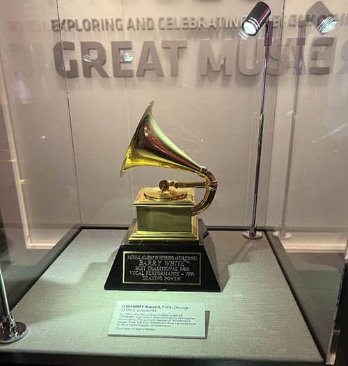 The Grammy Award displayed at The Grammy Museum. Photo by Susmita Sengupta 