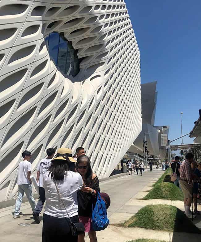 Outside The Broad, a contemporary art museum in Los Angeles, with The Walt Disney Concert Hall in the far background. Photo by Susmita Sengupta 