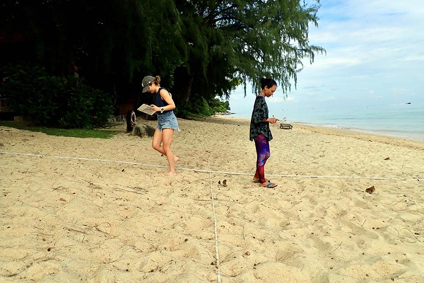 Learning Reef Check Eco Dive survey procedure on land