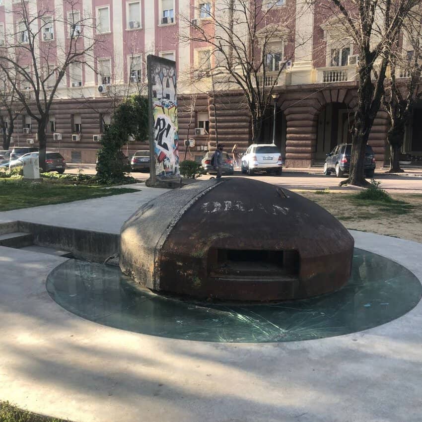 Albania Road Trip All Alone 7 One of Albania's thousands of small bunkers harkening back to the 1990s.