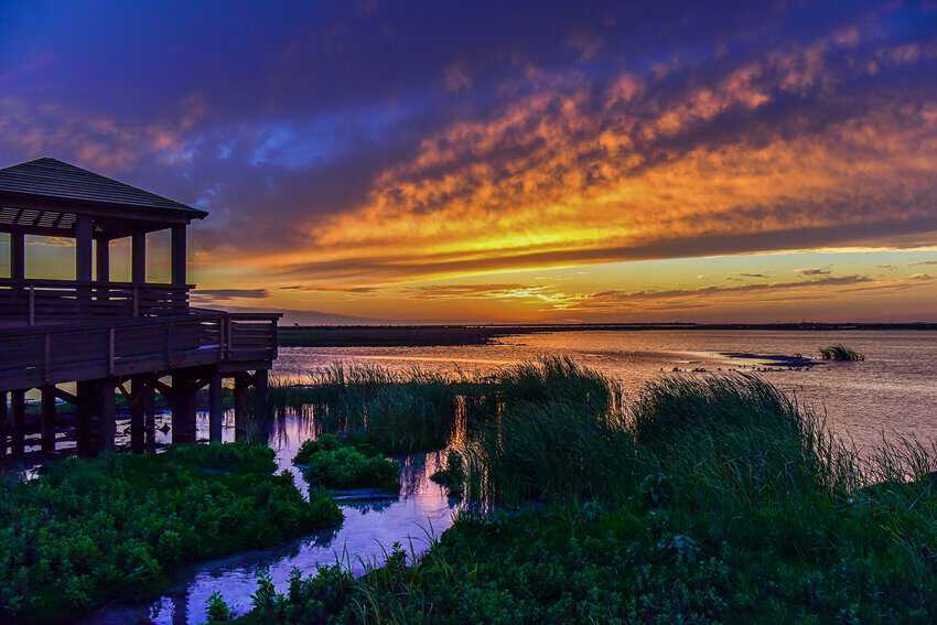 Whooping it Up in Port Aransas, Texas Gulf Coast 10 Sunset from Leonabelle Turbull Birding Center.