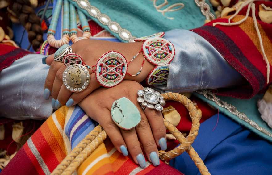 The annual Crow Fair powwow in eastern Montana becomes a showcase for Crow Indians to dress in exquisite native garb and adorn themselves with beadwork and jewelry reflective of their heritage.