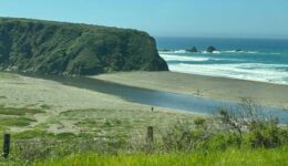 Driving the Cabrillo Highway toward Ragged Point, California with nothing but mountains and green hillsides. Max Hartshorne photos.
