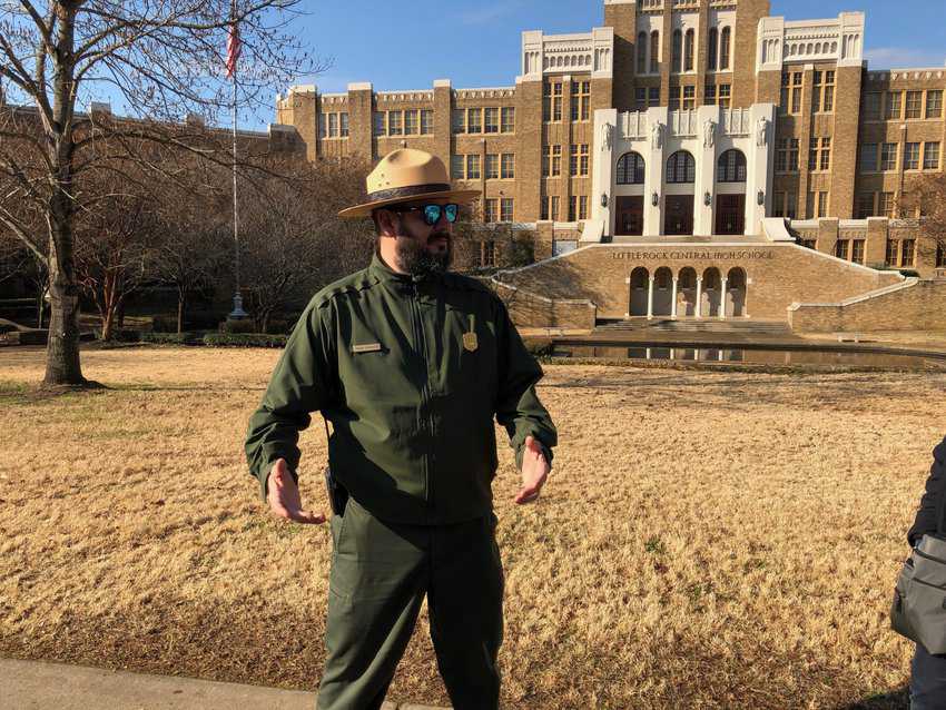 Little Rock Arkansas: What's The Danger? 5 Outside of Central High School in Little Rock, where history was made in 1959. Max Hartshorne photo.