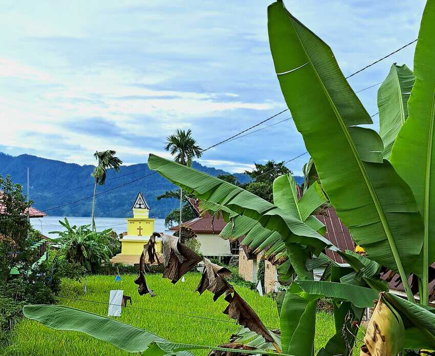 Lake Toba Indonesia: The World's Largest Crater Lake 3 A church in the paddy field