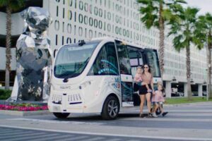 Autonomous Vehicles travel five routes in Lake Nona. BEEP photo.