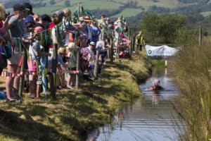 Bog Snorkeling Race for Glory in Wales The spectators root for the competitor in the bog (Photos by Peter Barnett)