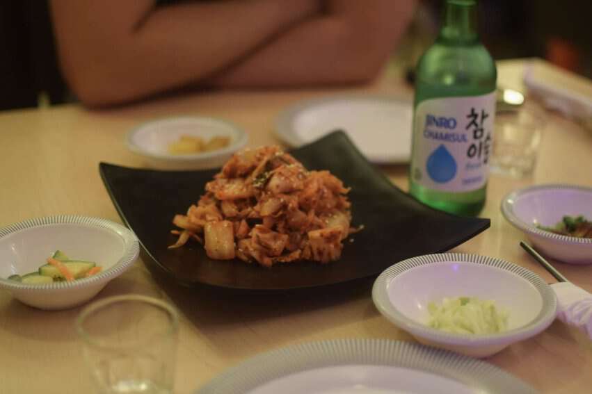 Merida, Mexico's Fascinating Culinary Mosaic 6 Kimchi and soju to kick off a flavourful dinner at Korean Grill and Ice Cream. Photo by Sarah Arksey Njegovan