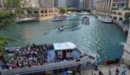 The Chicago River with the famous Architecture boat tours. Max Hartshorne photos.
